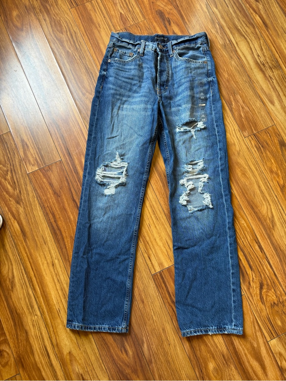 Aeropostale Men's Blue Distressed Straight Jeans